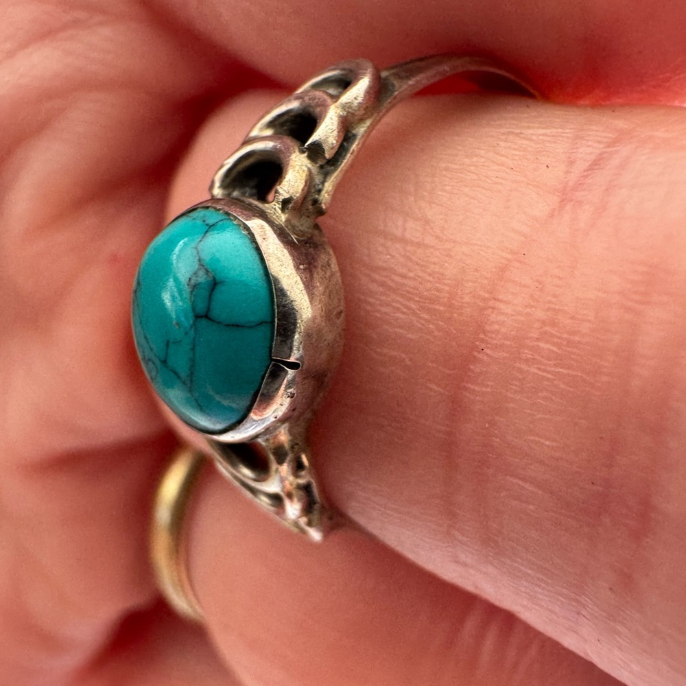 Natural Turquoise Ring,925 Sterling Silver Handmade